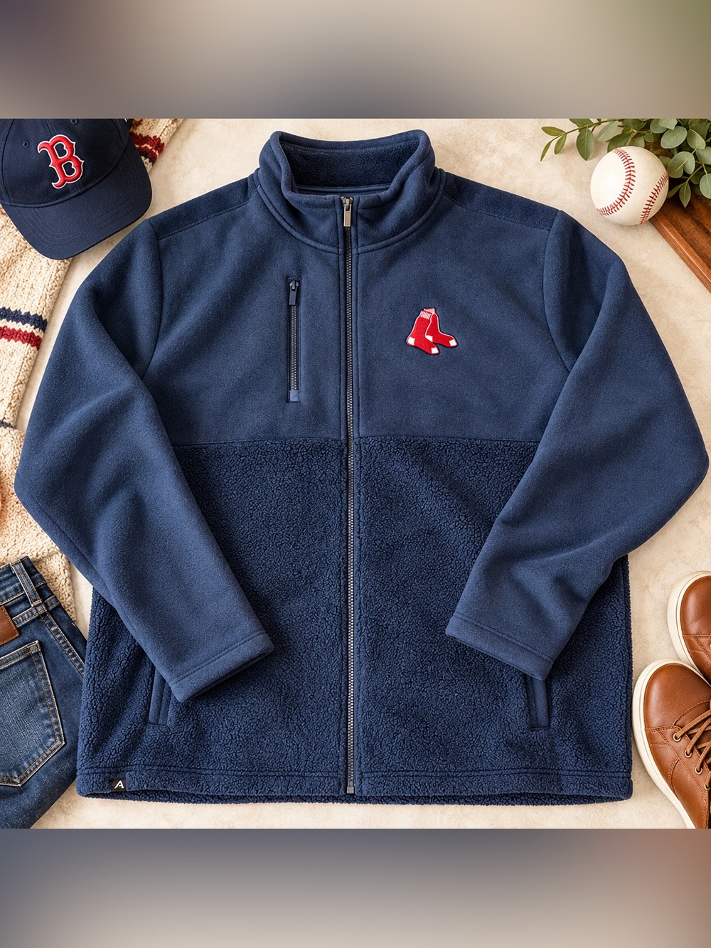 Boston Red Sox Antigua Daily Fused Full Zip Fleece Jacket Men’s XL NWT Navy